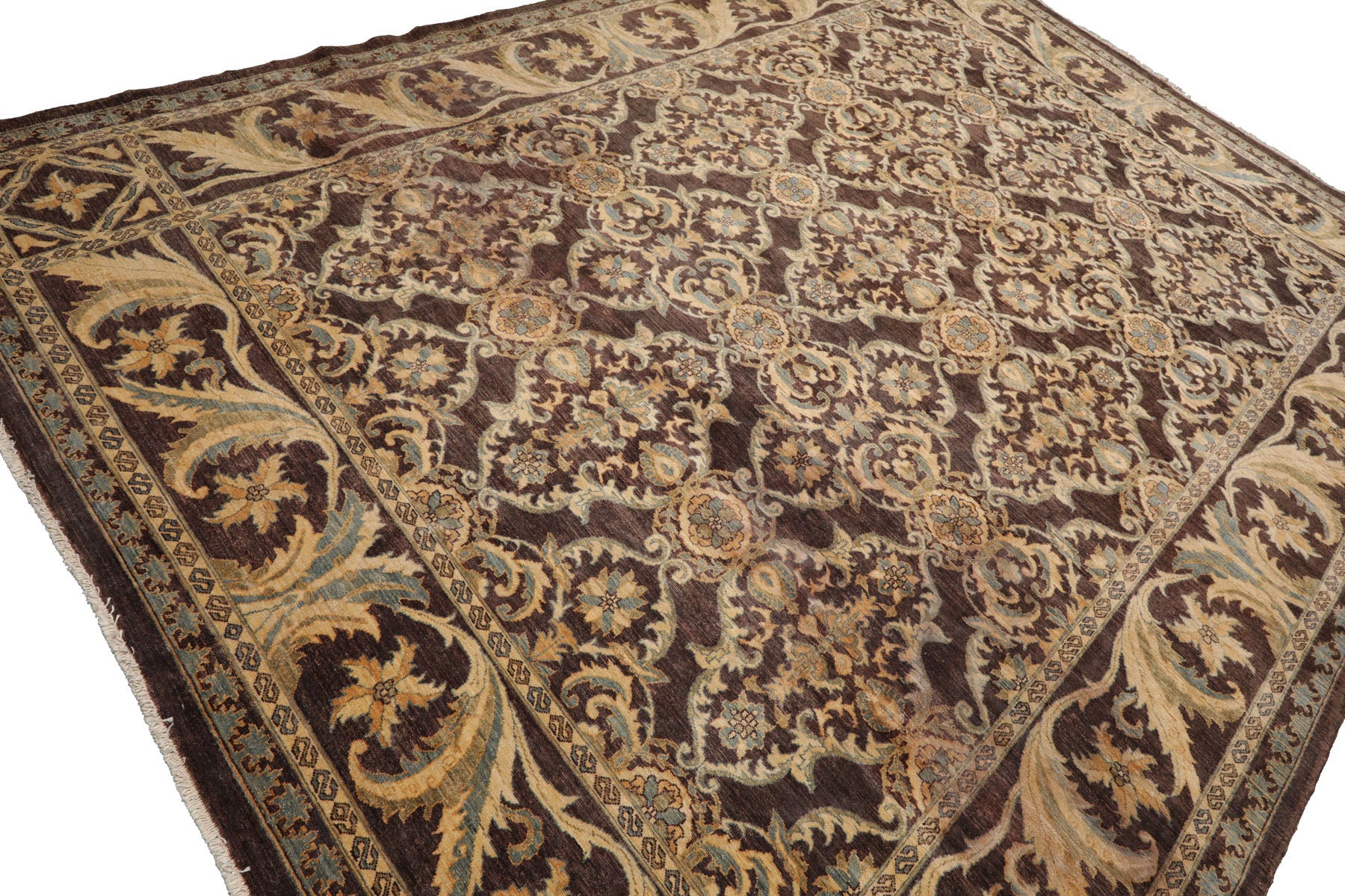 Knotted Rug Brown Hand Knotted 9'1''x12'4" Traditional Peshawar 200 kpsi Wool Oriental Area Rug