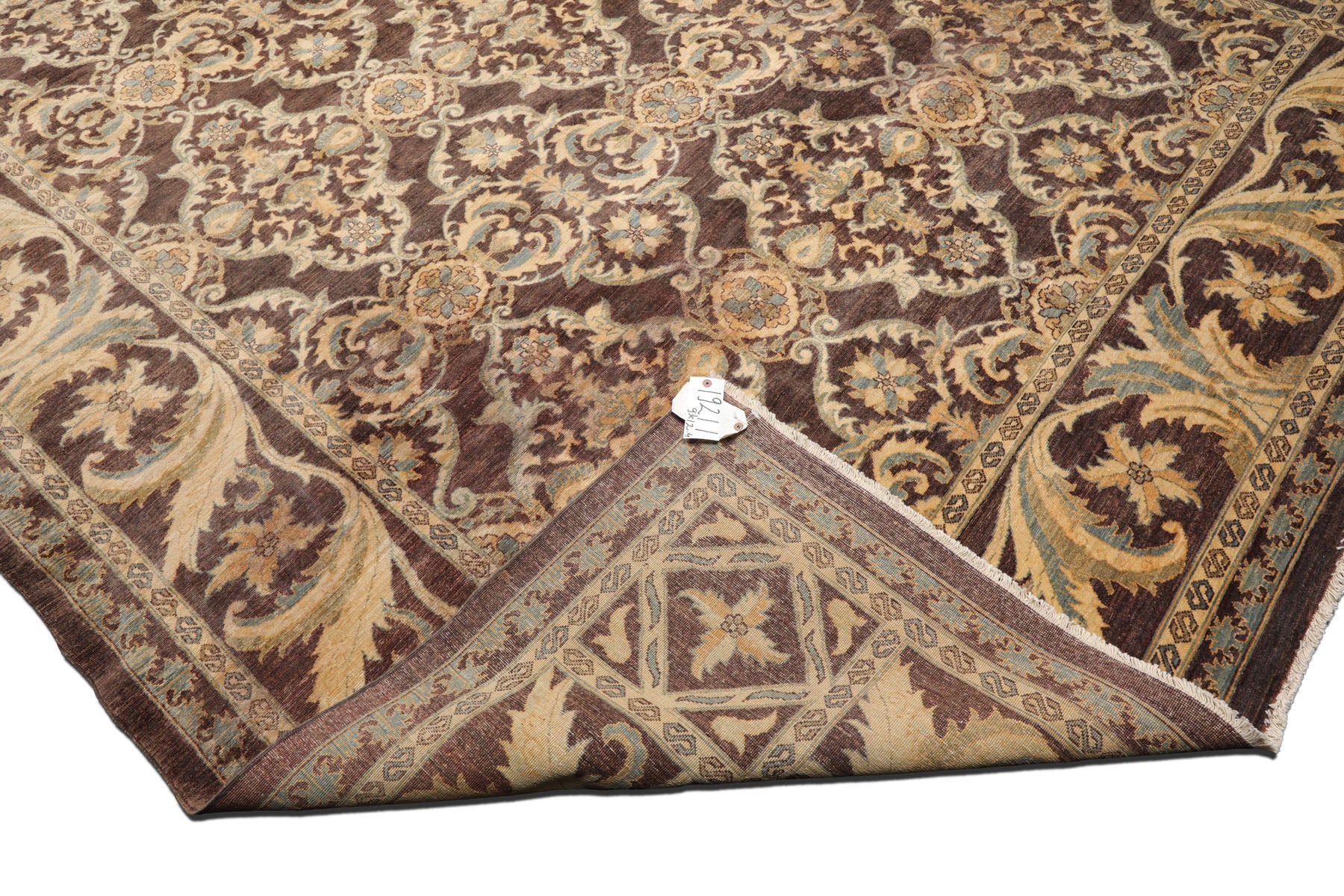 Knotted Rug Brown Hand Knotted 9'1''x12'4" Traditional Peshawar 200 kpsi Wool Oriental Area Rug