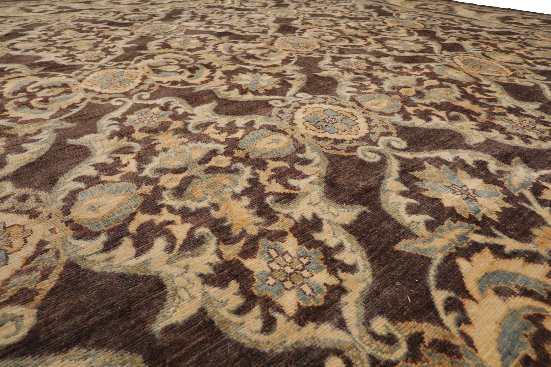 Knotted Rug Brown Hand Knotted 9'1''x12'4" Traditional Peshawar 200 kpsi Wool Oriental Area Rug