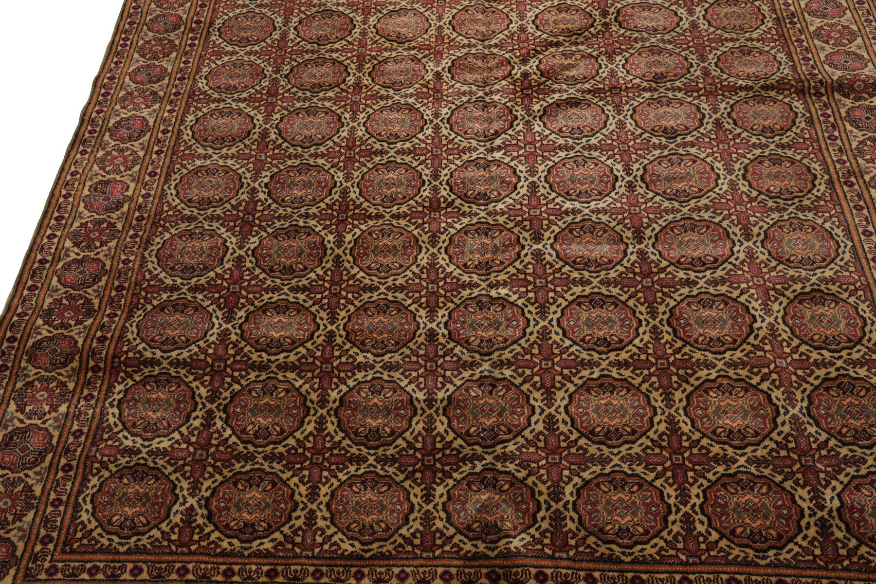 Knotted Rug Beige Hand Knotted 6'5''x9'7" Traditional KeysariWool Oriental Area Rug