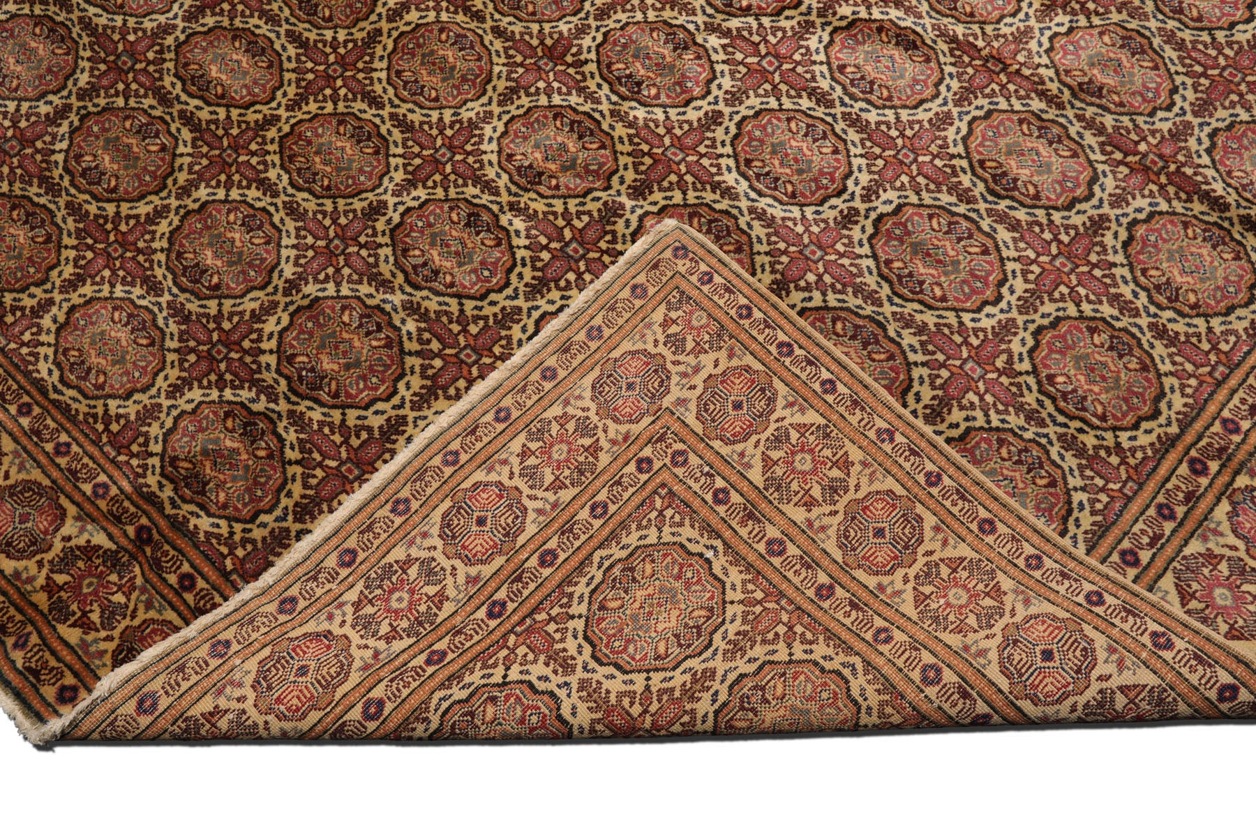 Knotted Rug Beige Hand Knotted 6'5''x9'7" Traditional KeysariWool Oriental Area Rug