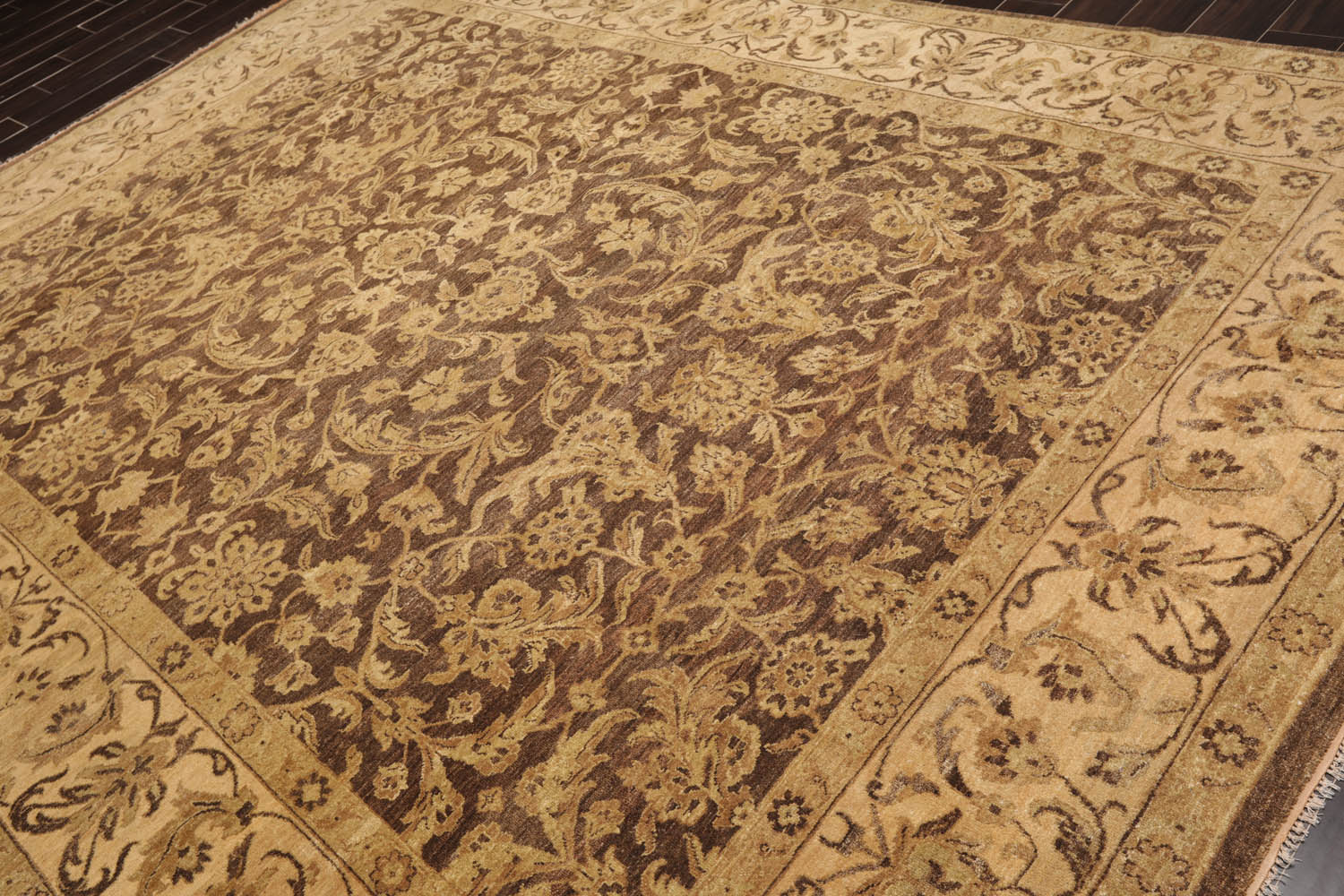 9x12 Brown, Tan, Sage Color Hand Knotted  100% Wool Traditional Oriental Rug