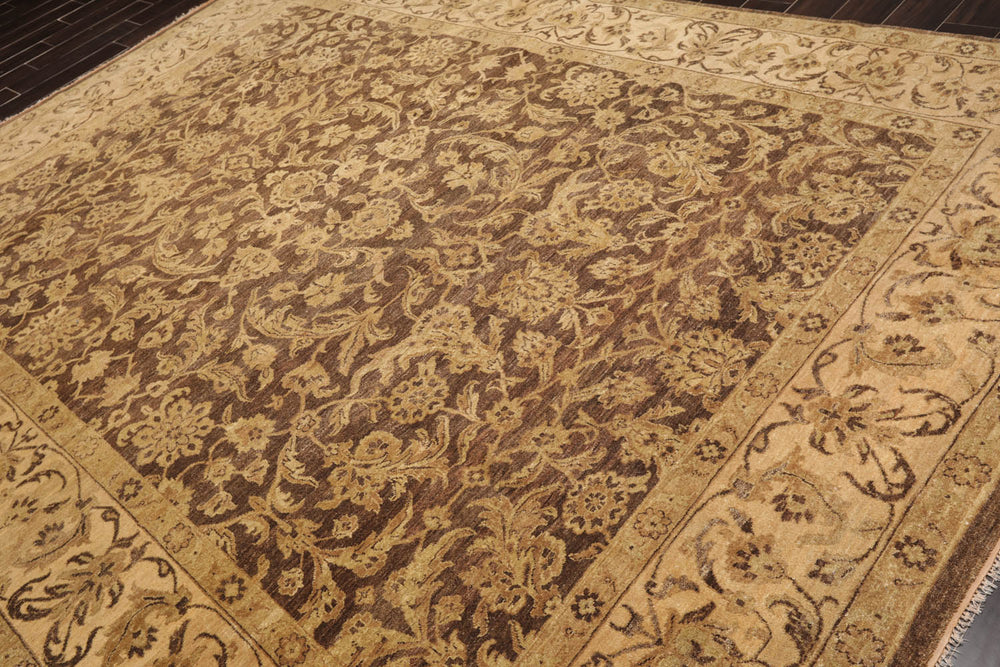 9x12 Brown, Tan, Sage Color Hand Knotted  100% Wool Traditional Oriental Rug