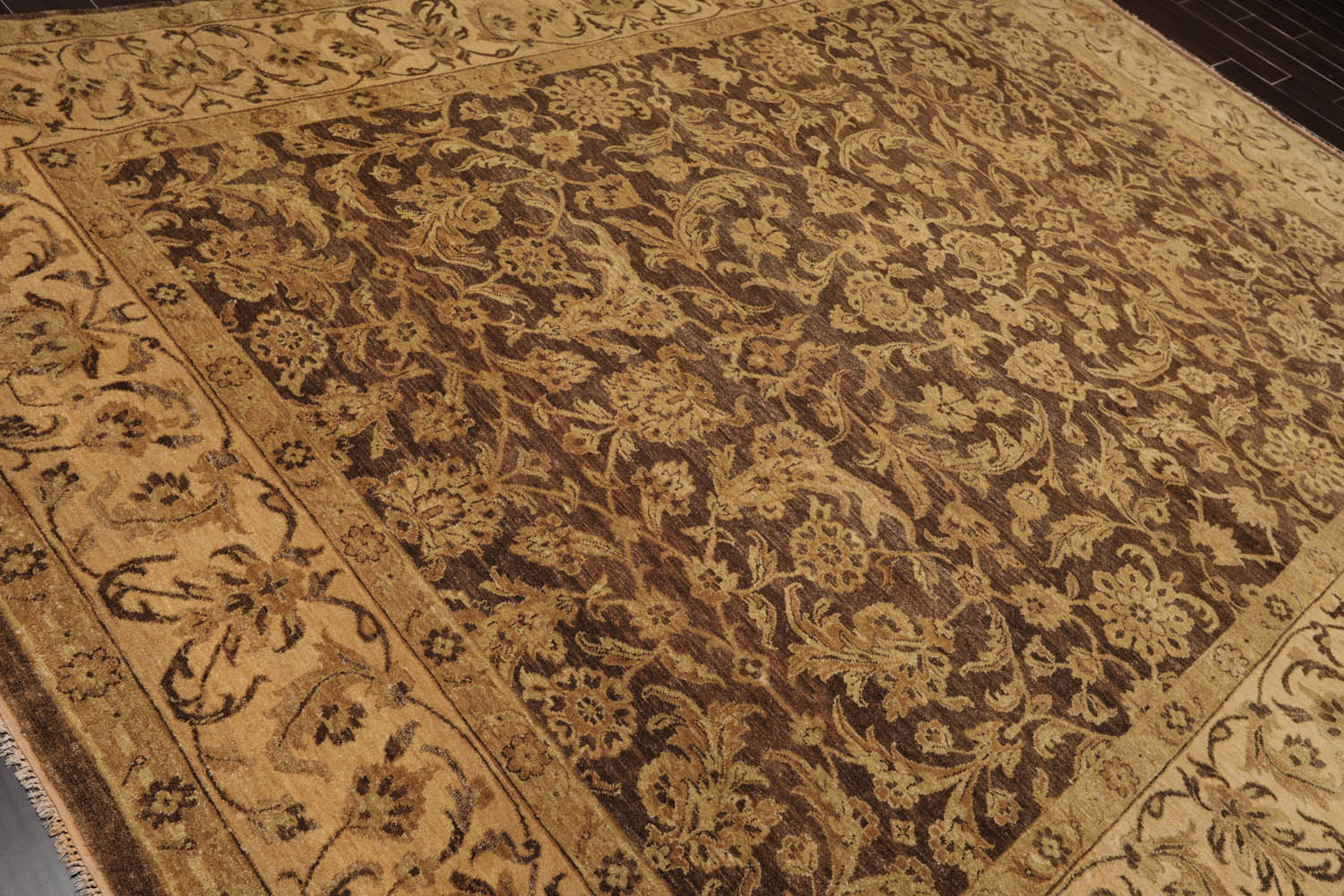 9x12 Brown, Tan, Sage Color Hand Knotted  100% Wool Traditional Oriental Rug