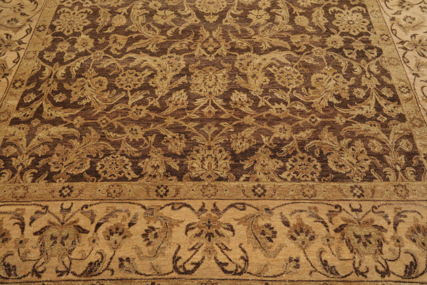 9x12 Brown, Tan, Sage Color Hand Knotted  100% Wool Traditional Oriental Rug