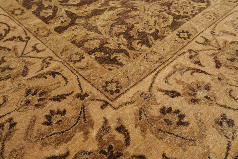 9x12 Brown, Tan, Sage Color Hand Knotted  100% Wool Traditional Oriental Rug