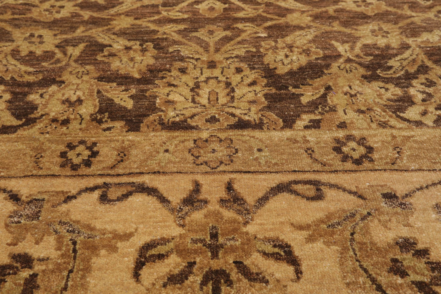 9x12 Brown, Tan, Sage Color Hand Knotted  100% Wool Traditional Oriental Rug