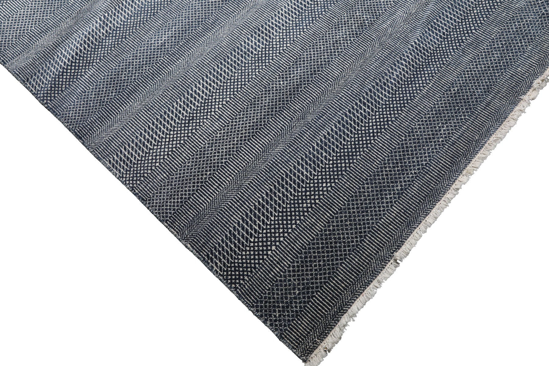 Knotted Rug Blue Hand Knotted 9'1''x12'2" Contemporary Tibetan wool and Silk Oriental Area Rug