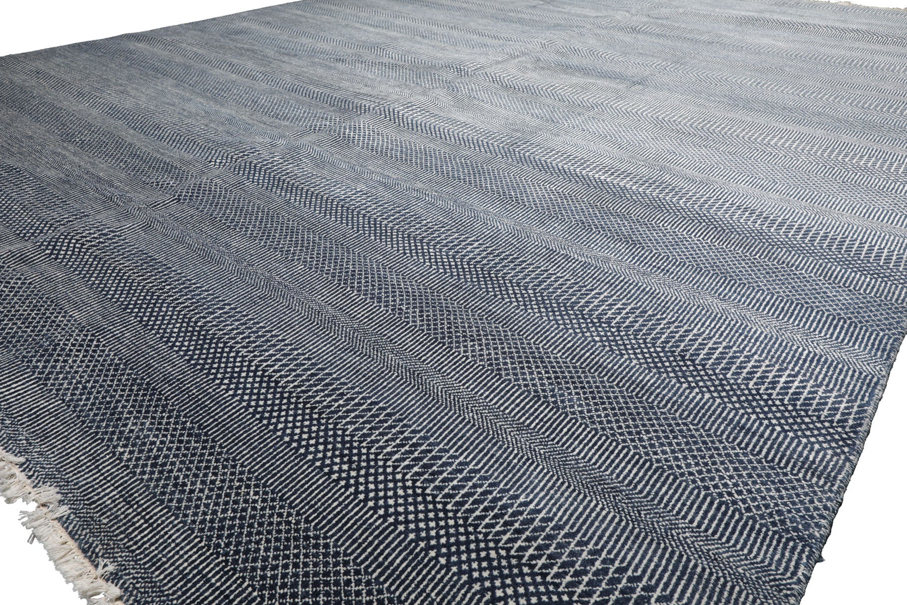 Knotted Rug Blue Hand Knotted 9'1''x12'2" Contemporary Tibetan wool and Silk Oriental Area Rug
