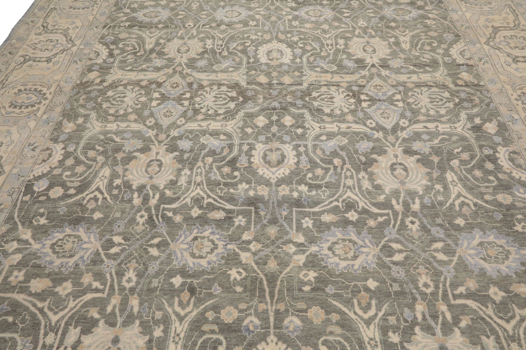 Knotted Rug Moss Hand Knotted 8'10''x11'10" Traditional Agra 200 KPSI wool Oriental Area Rug