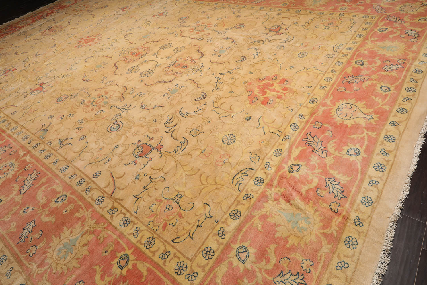 Palace Beige, Blush, Navy Color Hand Knotted  100% Wool Traditional Oriental Rug