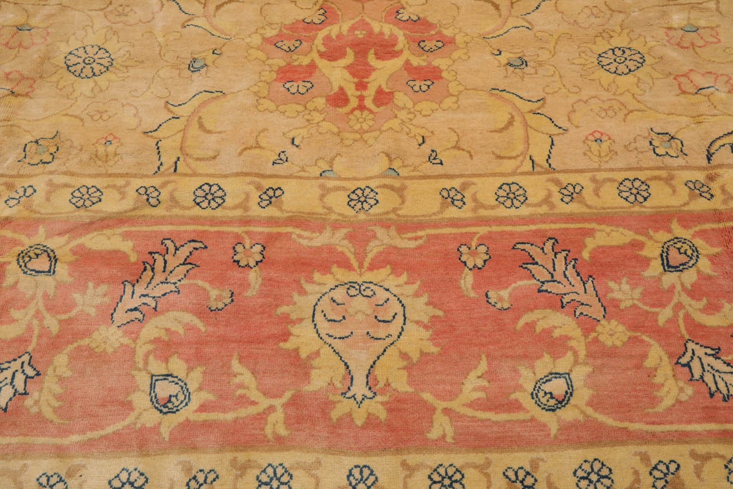 Palace Beige, Blush, Navy Color Hand Knotted  100% Wool Traditional Oriental Rug