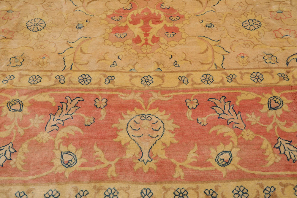 Palace Beige, Blush, Navy Color Hand Knotted  100% Wool Traditional Oriental Rug