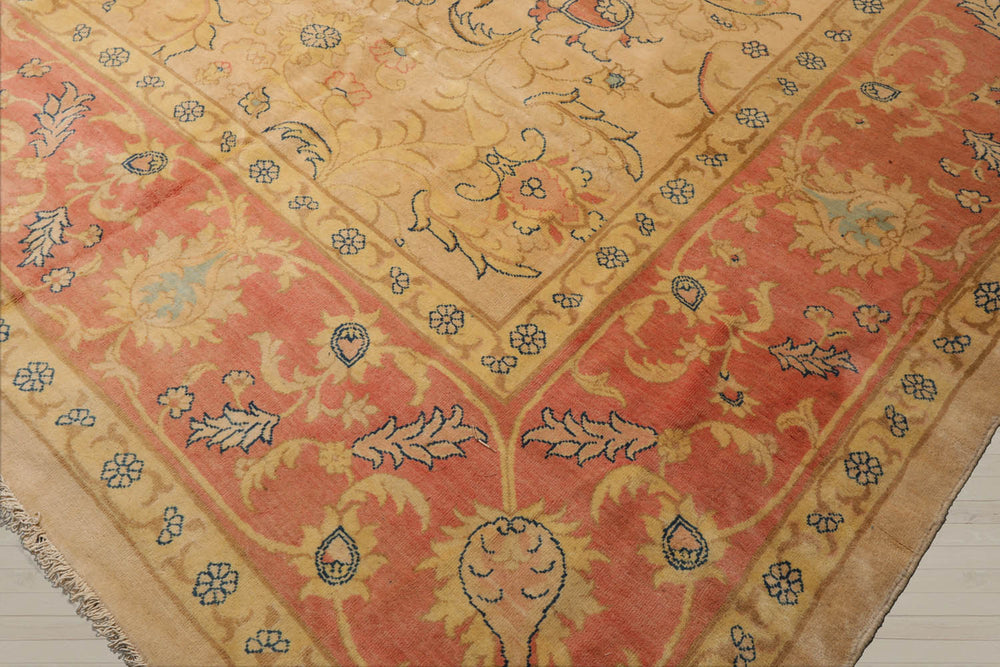Palace Beige, Blush, Navy Color Hand Knotted  100% Wool Traditional Oriental Rug