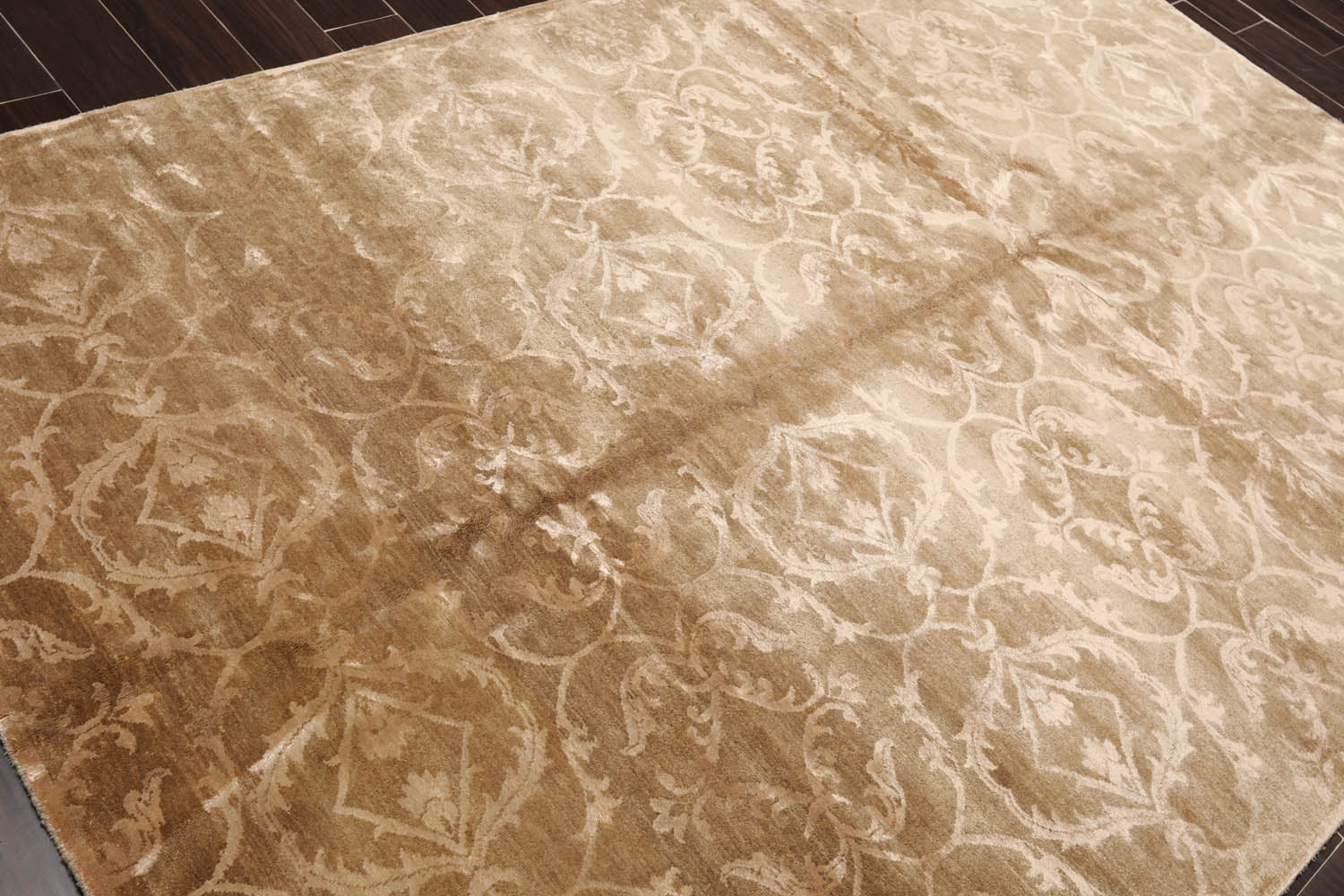 6x9 Tan, Taupe, Color Hand Knotted  100% Wool Transitional Oriental Rug