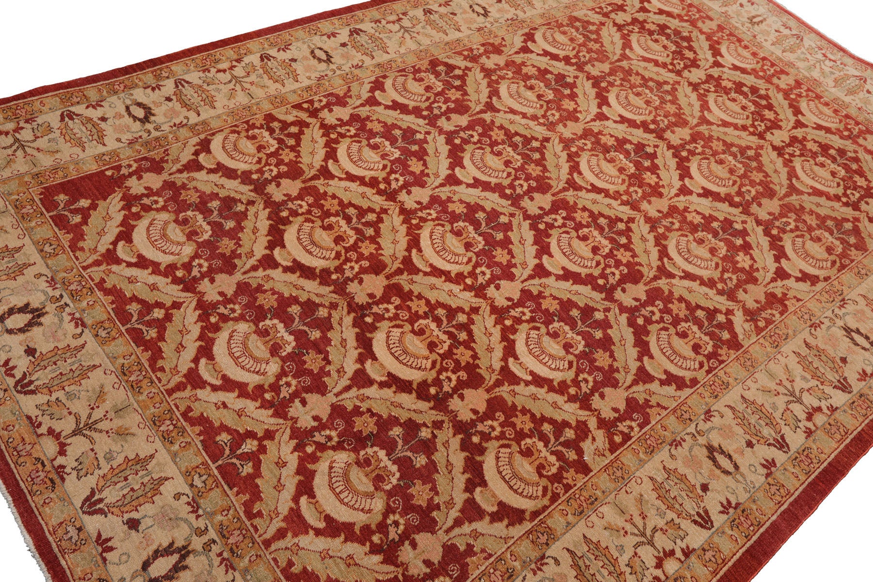 Knotted Rug Rust Hand Knotted 6'x9'6" Traditional Classic European 200 KPSI Wool Oriental Area Rug