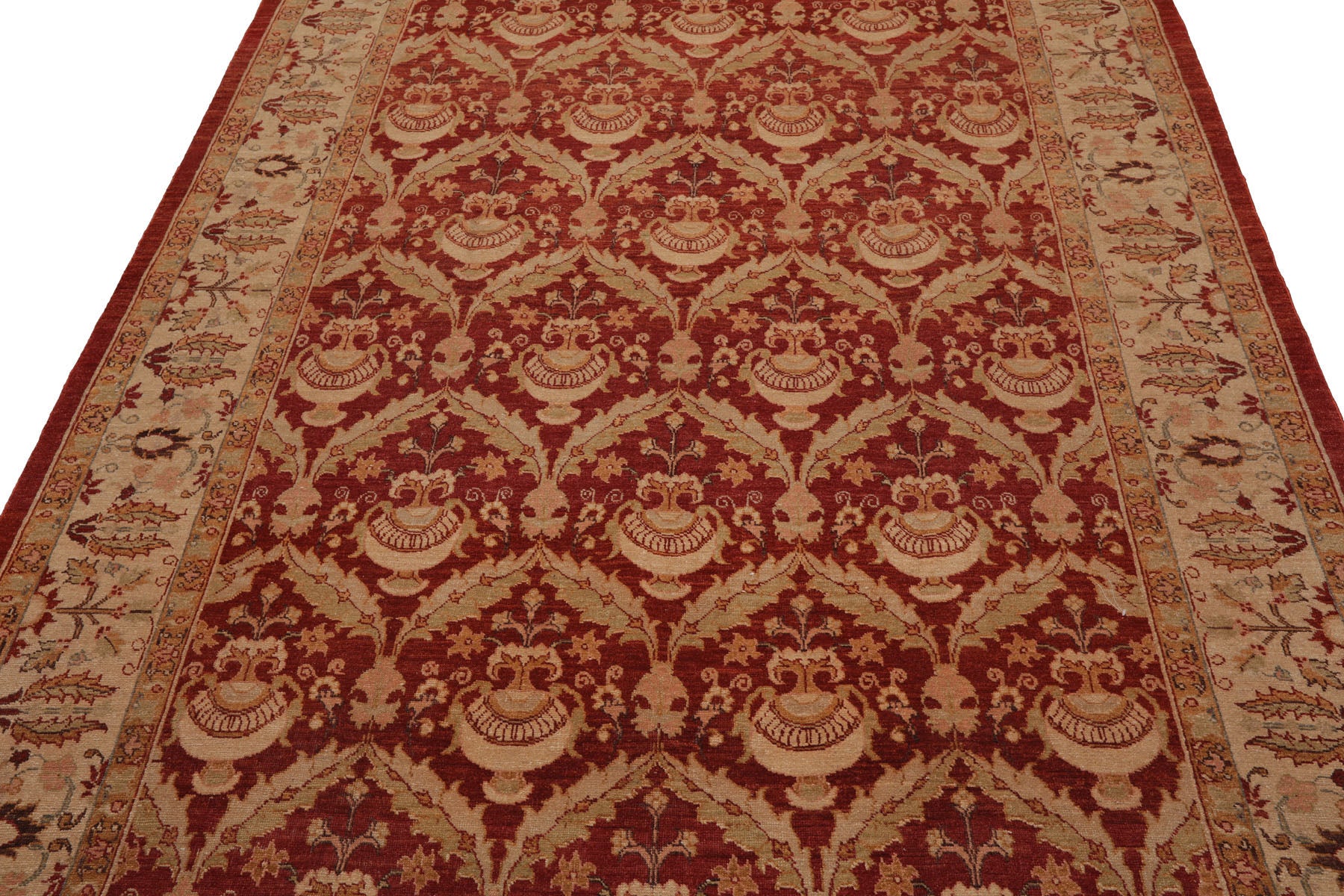 Knotted Rug Rust Hand Knotted 6'x9'6" Traditional Classic European 200 KPSI Wool Oriental Area Rug