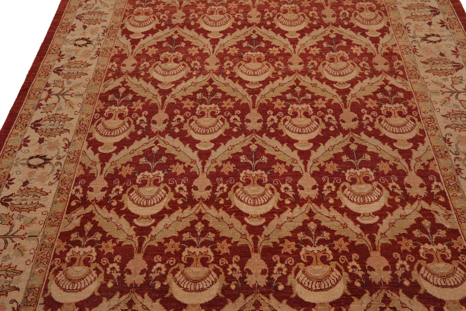 Knotted Rug Rust Hand Knotted 6'x9'6" Traditional Classic European 200 KPSI Wool Oriental Area Rug