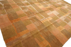 Knotted Rug Rose Hand Knotted 9'9''x13'10" Traditional Tibetan Wool and Silk Oriental Area Rug