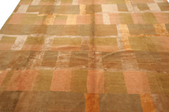 Knotted Rug Rose Hand Knotted 9'9''x13'10" Traditional Tibetan Wool and Silk Oriental Area Rug