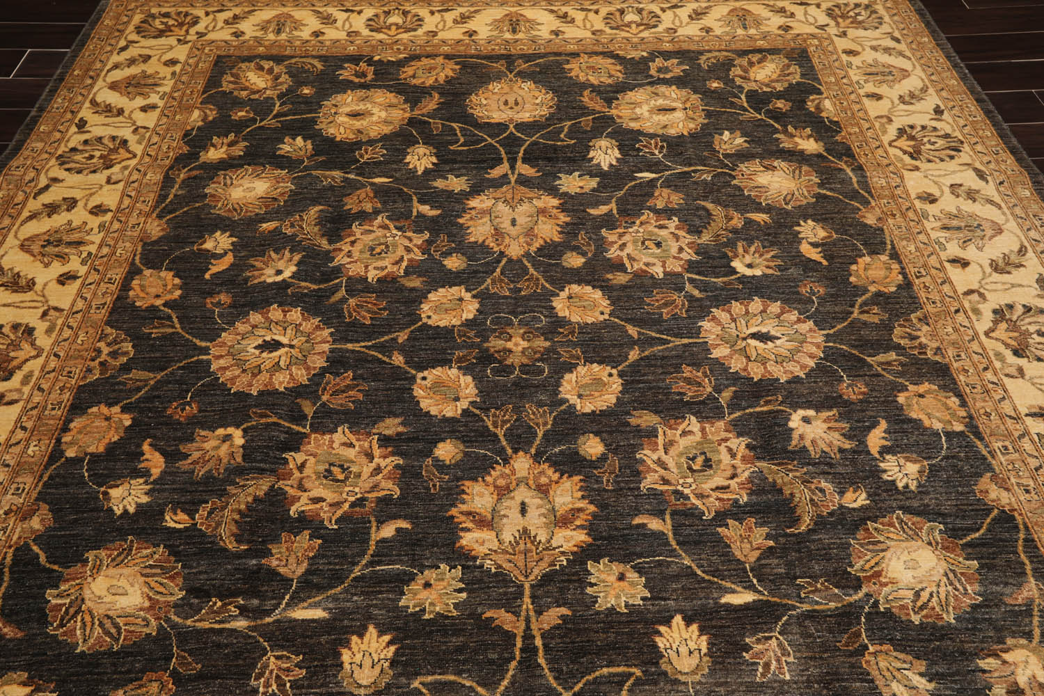 8x10 Gray, Warm Beige, Brown Color Hand Knotted Chobi Peshawar 100% Wool Traditional Oriental Rug