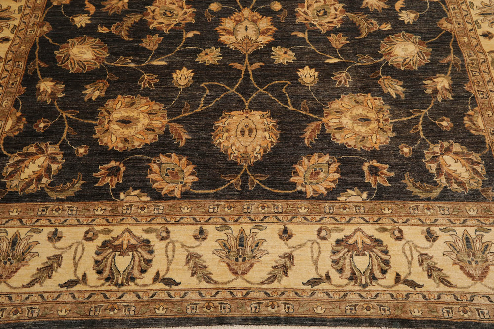 8x10 Gray, Warm Beige, Brown Color Hand Knotted Chobi Peshawar 100% Wool Traditional Oriental Rug