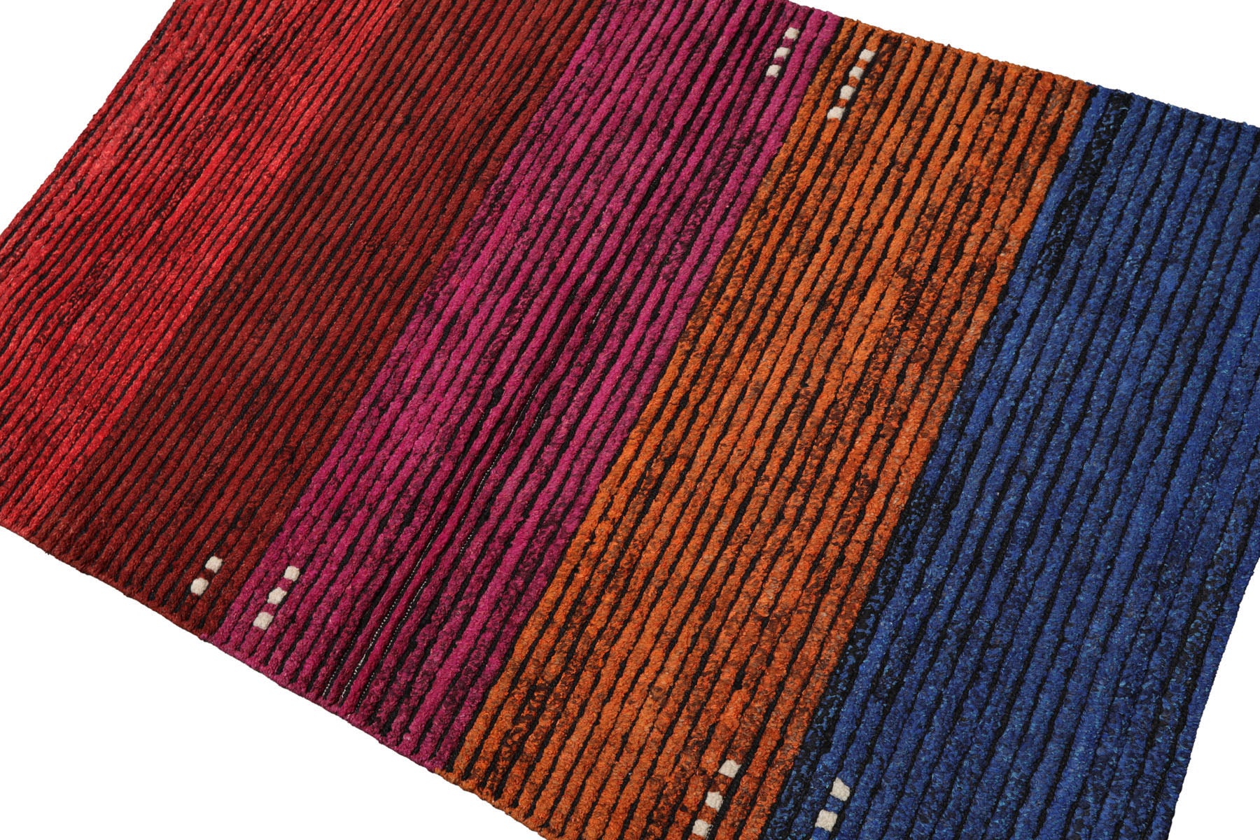 Knotted Rug Orange Hand Knotted 3'3''x5' Modern Tibetan Wool Oriental Area Rug