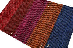 Knotted Rug Orange Hand Knotted 3'3''x5' Modern Tibetan Wool Oriental Area Rug