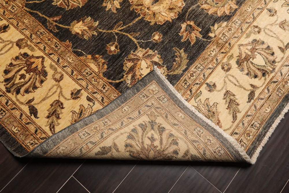 8x10 Gray, Warm Beige, Brown Color Hand Knotted Chobi Peshawar 100% Wool Traditional Oriental Rug