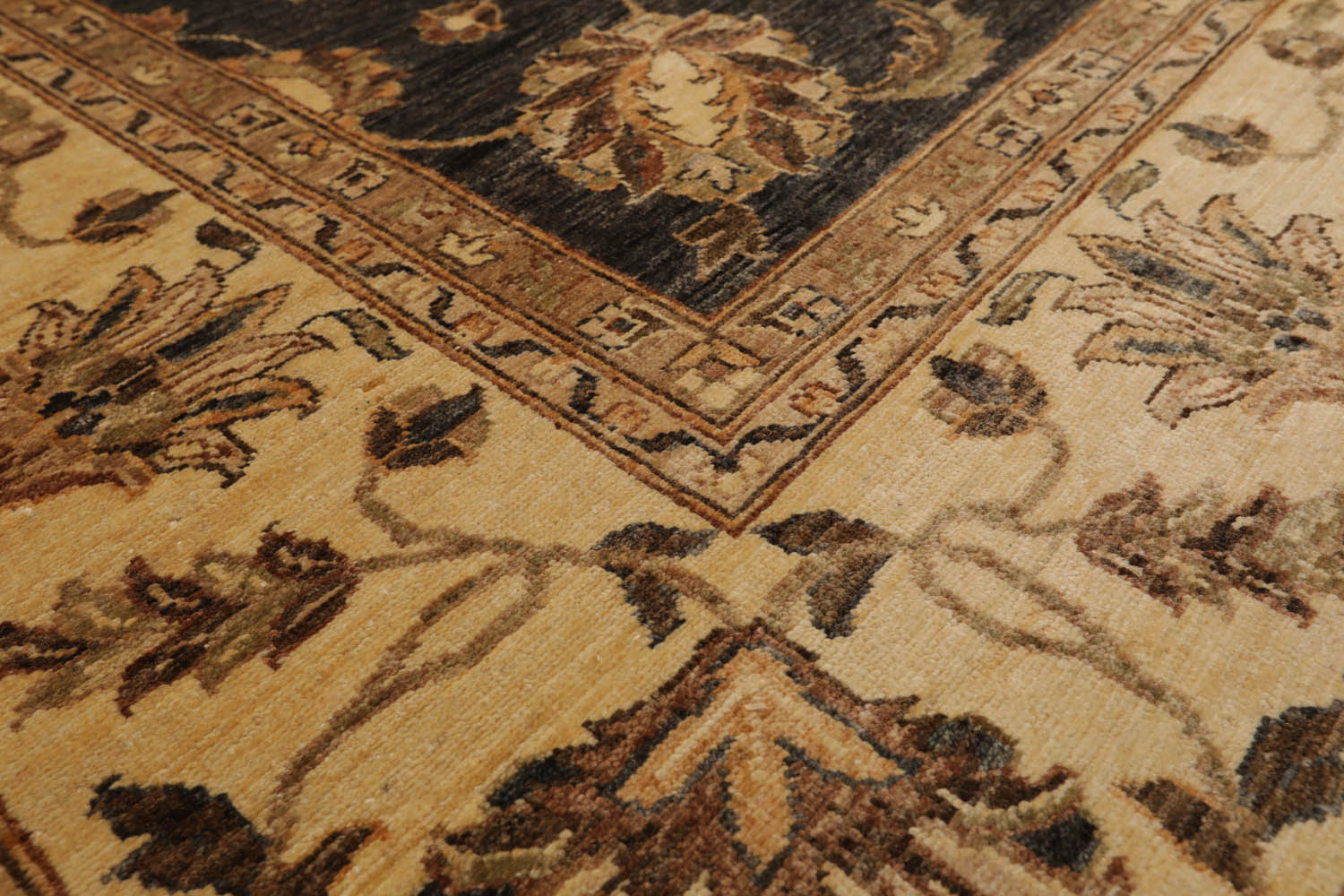 8x10 Gray, Warm Beige, Brown Color Hand Knotted Chobi Peshawar 100% Wool Traditional Oriental Rug