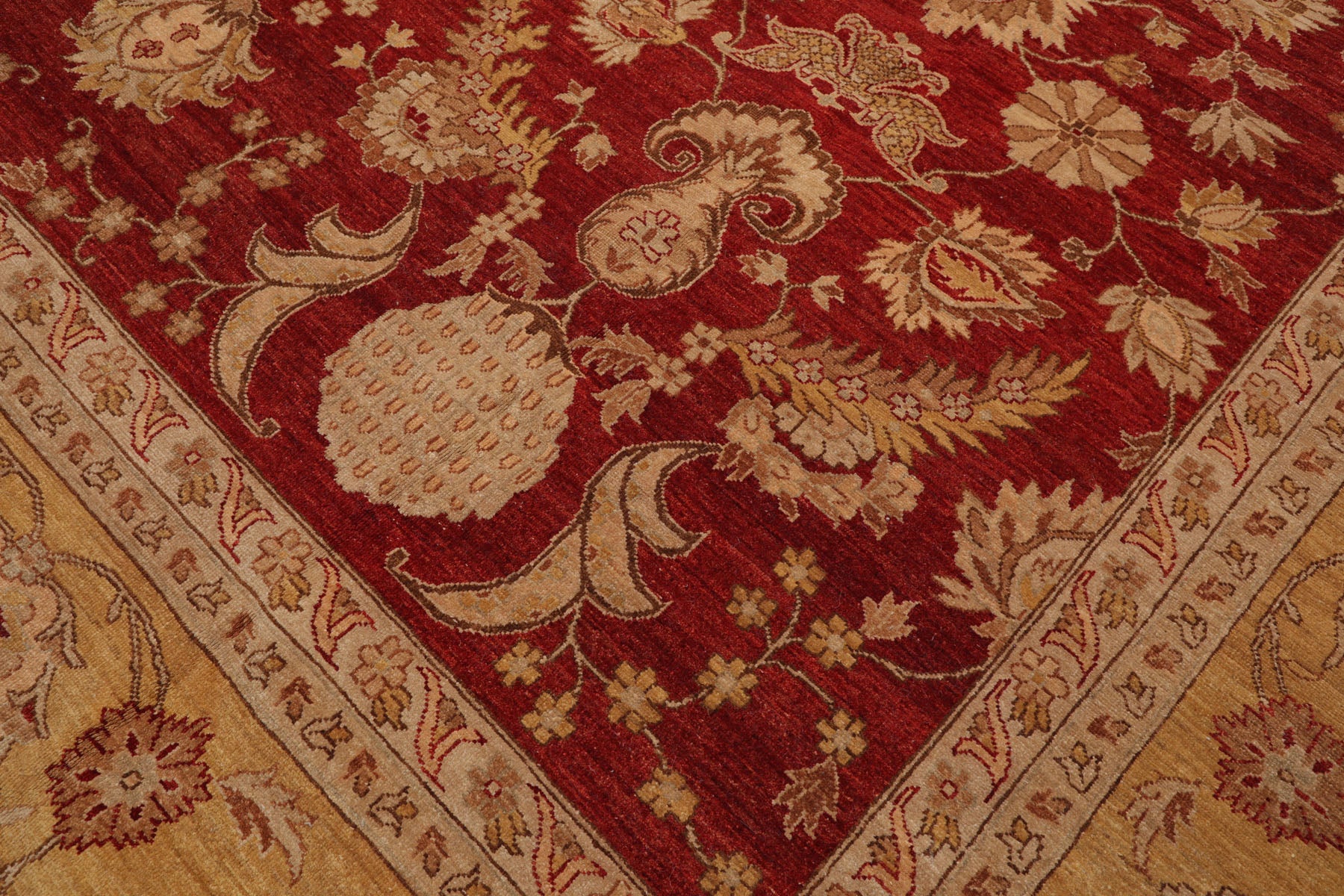 Knotted Rug Rusty Red Hand Knotted 12'5''x18' Traditional Peshawar 200 KPSI Peshawar Wool Oriental Area Rug