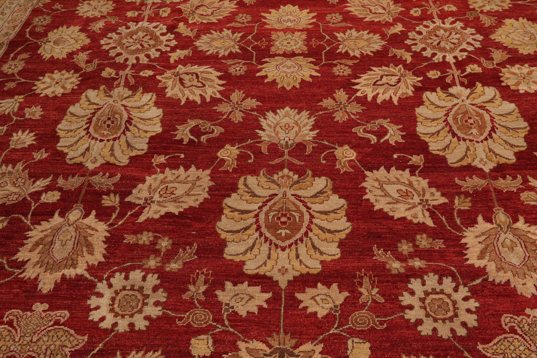 Knotted Rug Rusty Red Hand Knotted 12'5''x18' Traditional Peshawar 200 KPSI Peshawar Wool Oriental Area Rug
