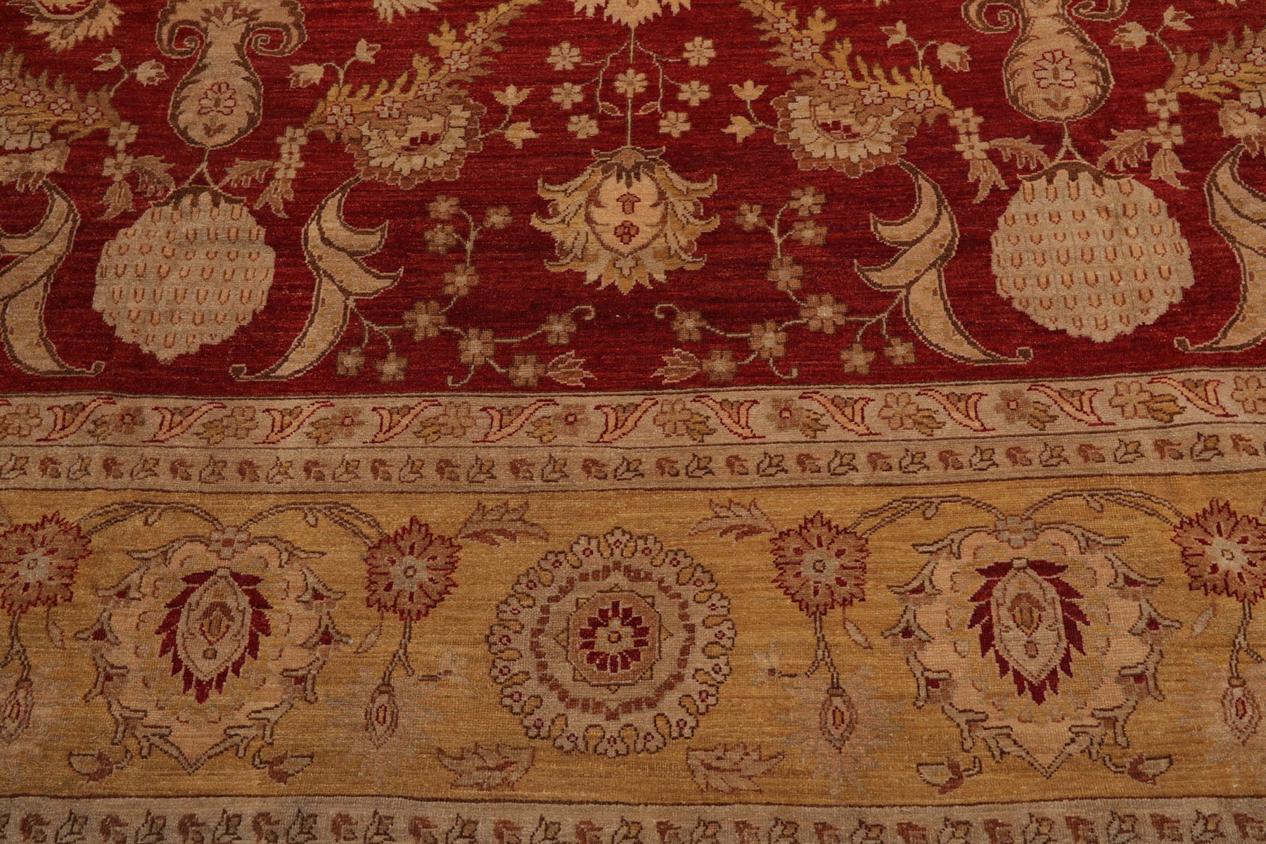 Knotted Rug Rusty Red Hand Knotted 12'5''x18' Traditional Peshawar 200 KPSI Peshawar Wool Oriental Area Rug