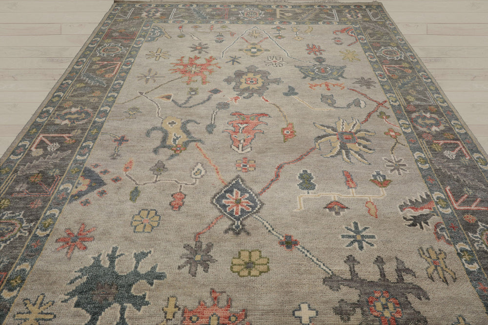 Multi Size Gray Beige Teal Color Hand Knotted Oushak Wool Traditional Oriental Rug