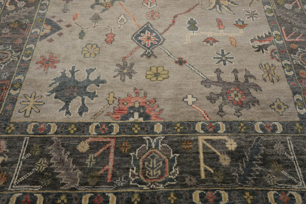 Multi Size Gray Beige Teal Color Hand Knotted Oushak Wool Traditional Oriental Rug