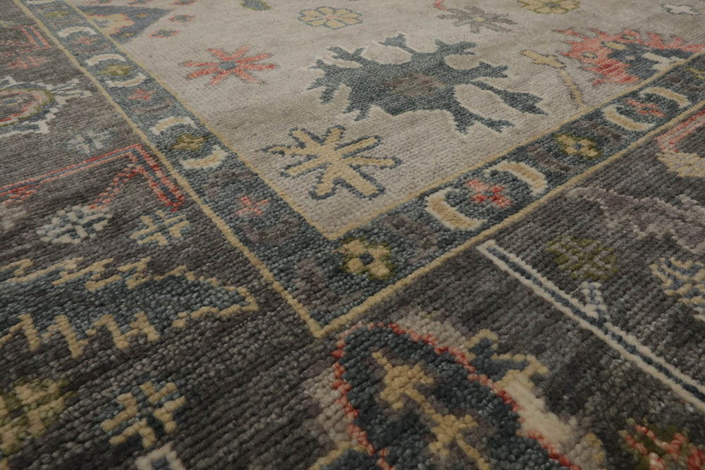 Multi Size Gray Beige Teal Color Hand Knotted Oushak Wool Traditional Oriental Rug