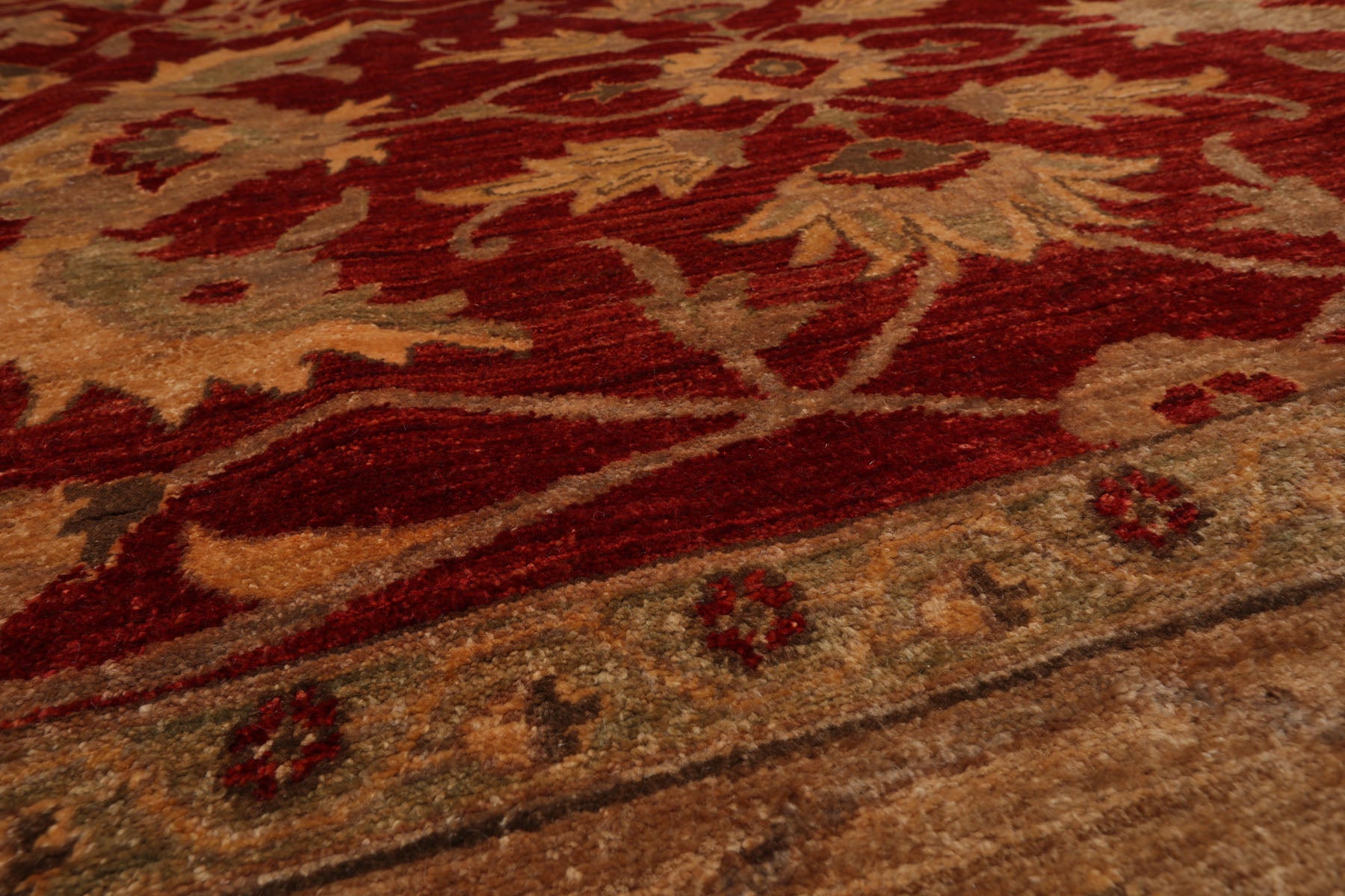 Knotted Rug Red Hand Knotted 12'x15'9" Traditional Peshawar Mahal 200 KPSI Peshawar Mahal Wool Oriental Area Rug