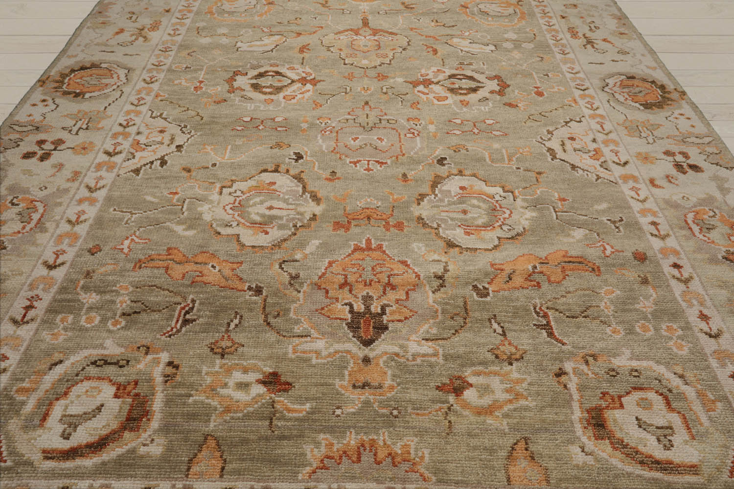 Multi Size Beige Peach Brown Color Hand Knotted Oushak Wool Traditional Oriental Rug
