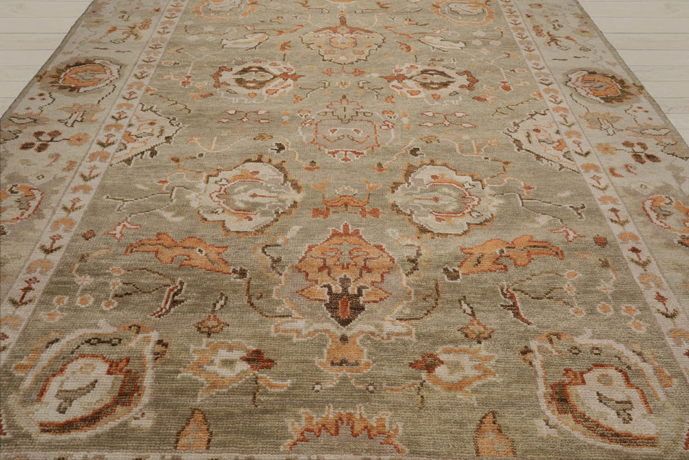 Multi Size Beige Peach Brown Color Hand Knotted Oushak Wool Traditional Oriental Rug