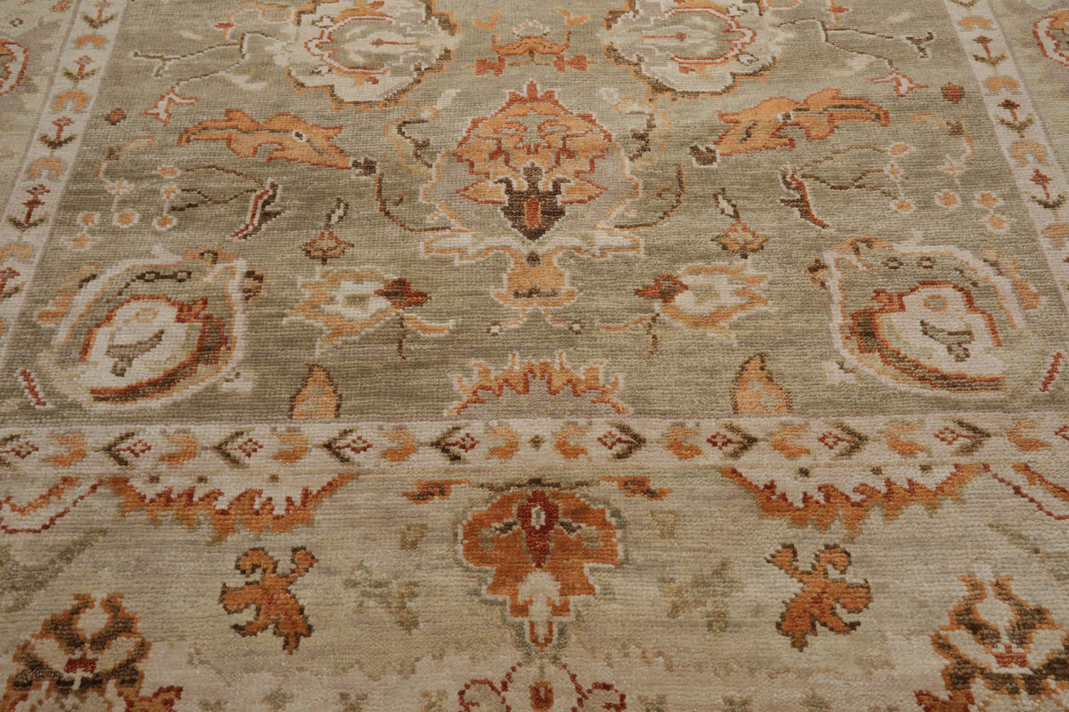 Multi Size Beige Peach Brown Color Hand Knotted Oushak Wool Traditional Oriental Rug