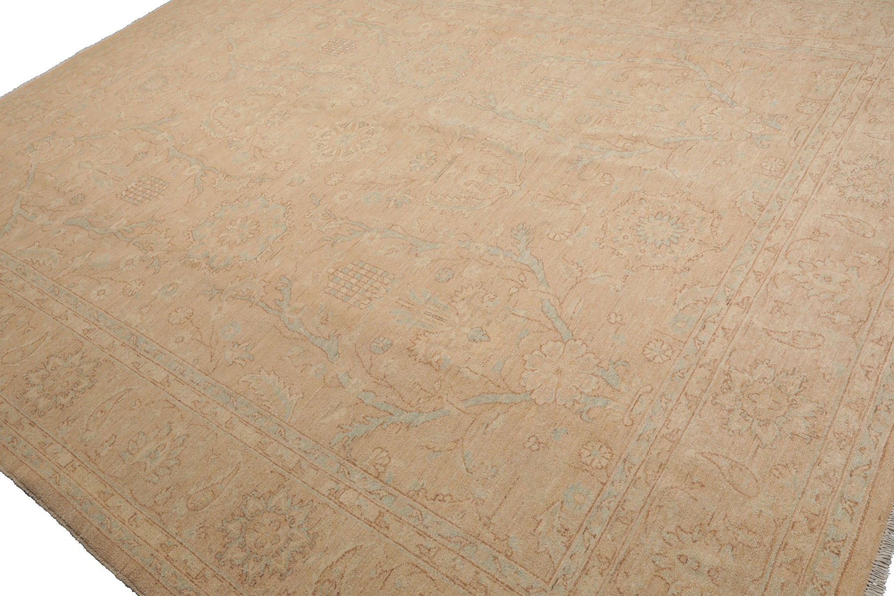 Knotted Rug Beige Hand Knotted 9'3''x11'9" Traditional Chobi Peshawar Chobi Peshawar Wool Oriental Area Rug