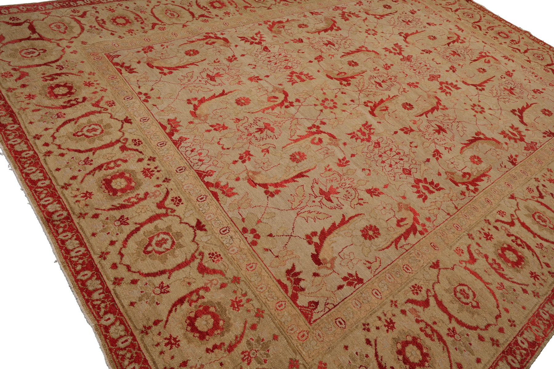 Knotted Rug Beige Hand Knotted 9'2''x12'1" Traditional Oushak Wool Oriental Area Rug