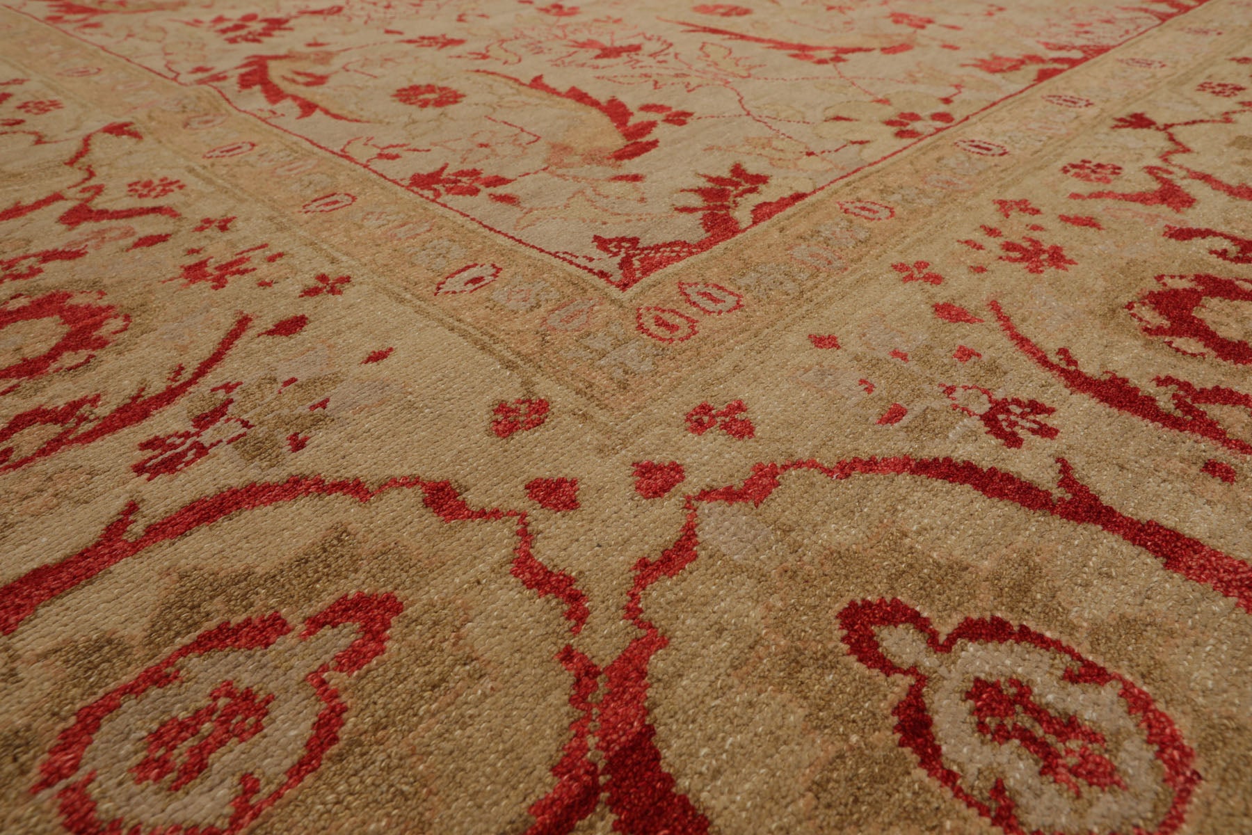Knotted Rug Beige Hand Knotted 9'2''x12'1" Traditional Oushak Wool Oriental Area Rug