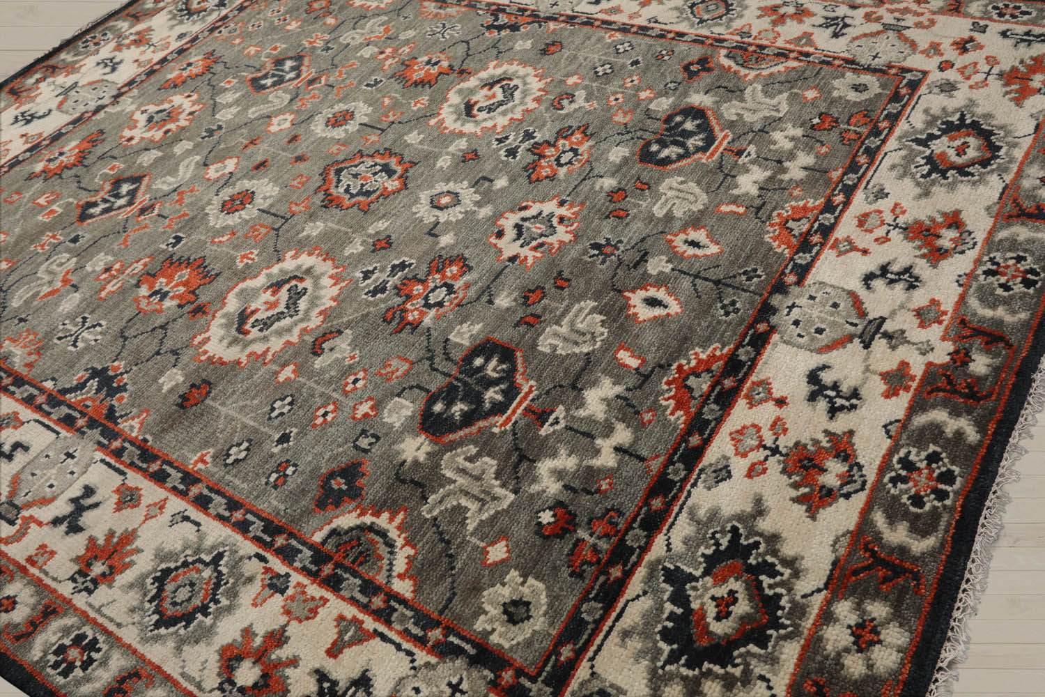 8x10 Gray, Beige, Burnt Orange Color Hand Knotted  100% Wool Traditional Oriental Rug