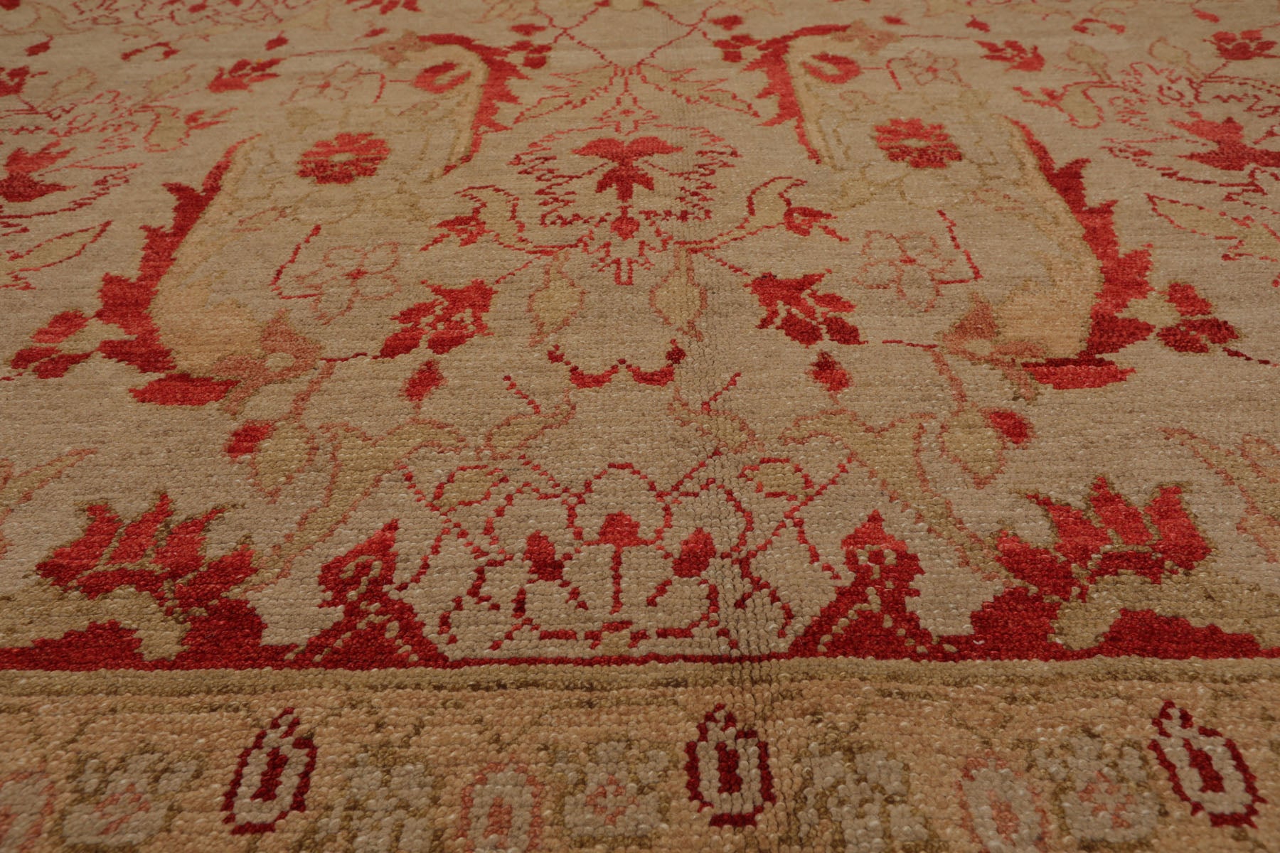 Knotted Rug Beige Hand Knotted 9'2''x12'1" Traditional Oushak Wool Oriental Area Rug