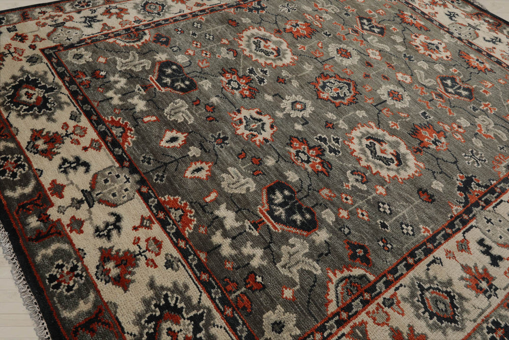 8x10 Gray, Beige, Burnt Orange Color Hand Knotted  100% Wool Traditional Oriental Rug