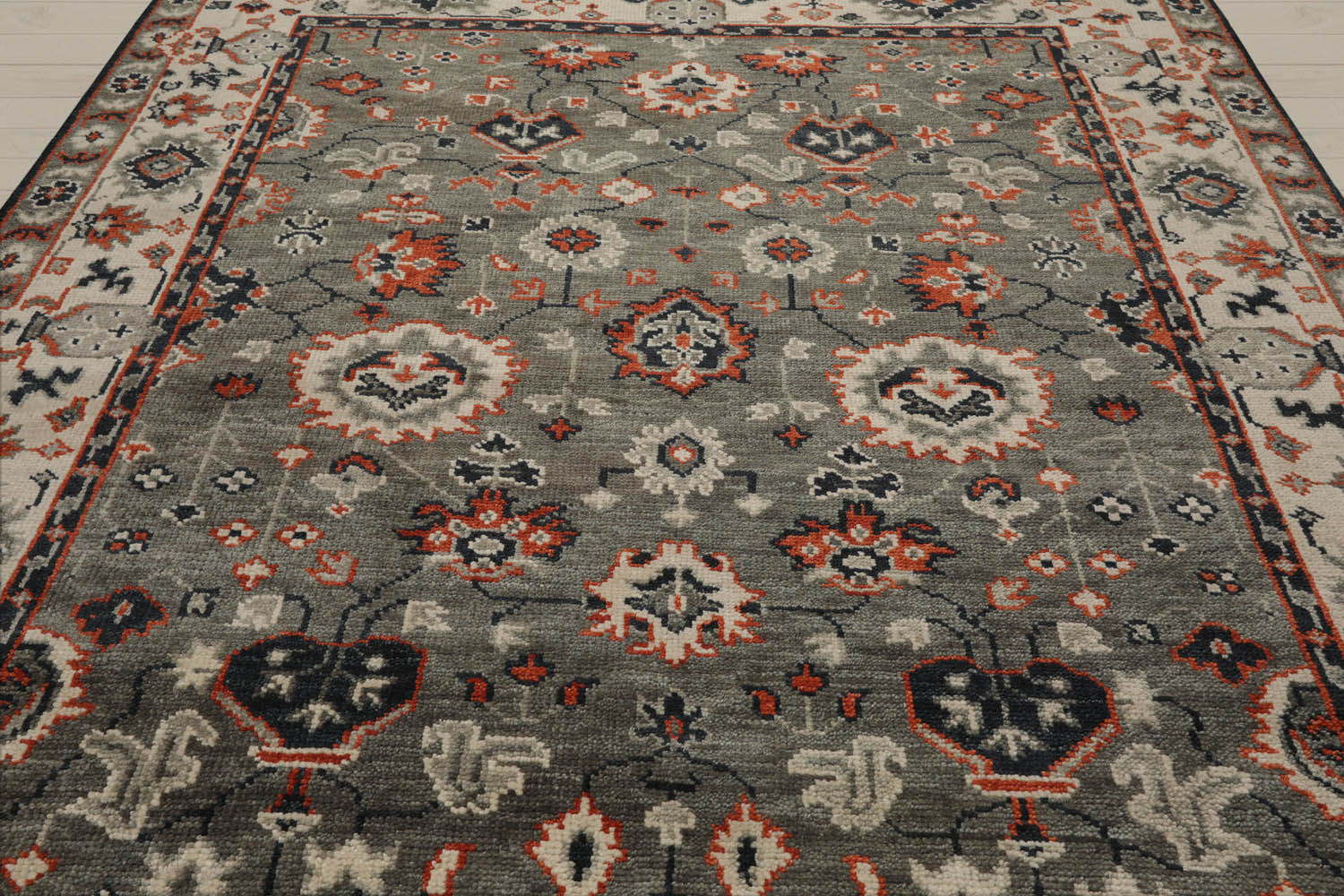 8x10 Gray, Beige, Burnt Orange Color Hand Knotted  100% Wool Traditional Oriental Rug