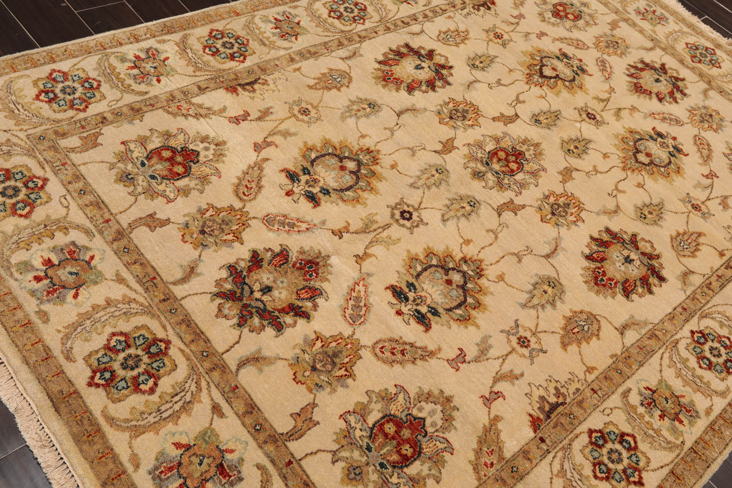 6x9 Beige, Tan, Rust Color Hand Knotted Agra 100% Wool Traditional Oriental Rug