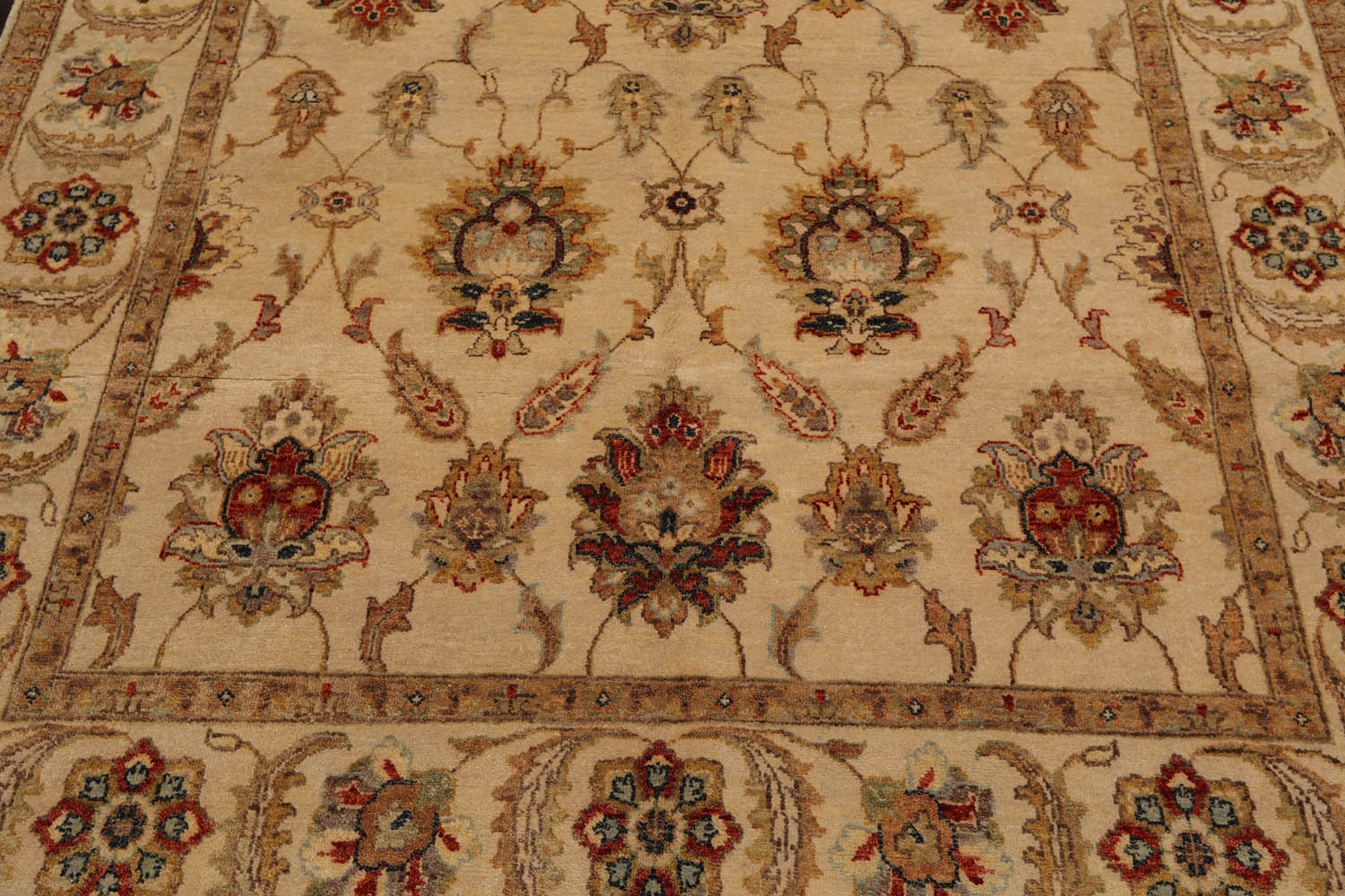 6x9 Beige, Tan, Rust Color Hand Knotted Agra 100% Wool Traditional Oriental Rug