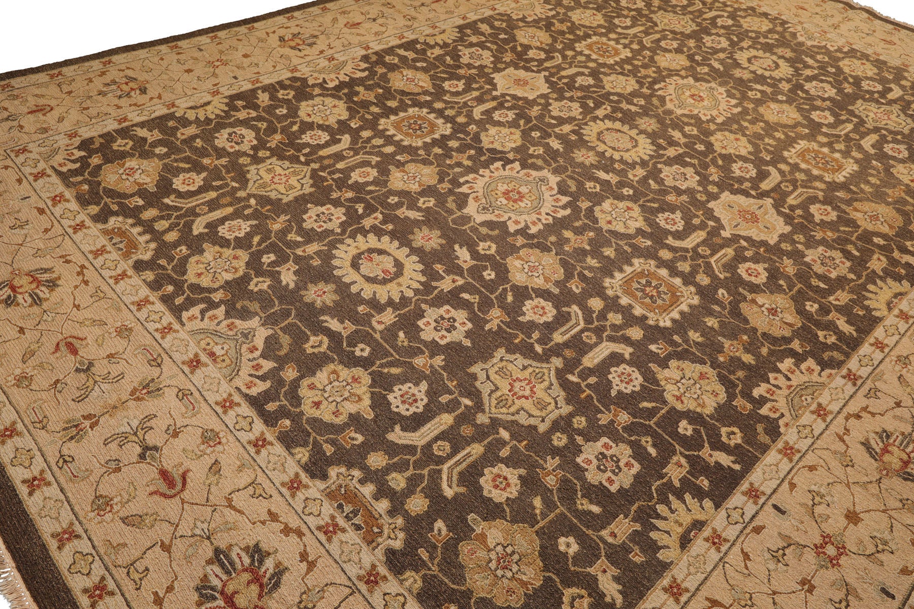 Knotted Rug Brown Hand Knotted 9'11''x14' Traditional Nourison Nourmak Soumak Reversible Wool Oriental Area Rug